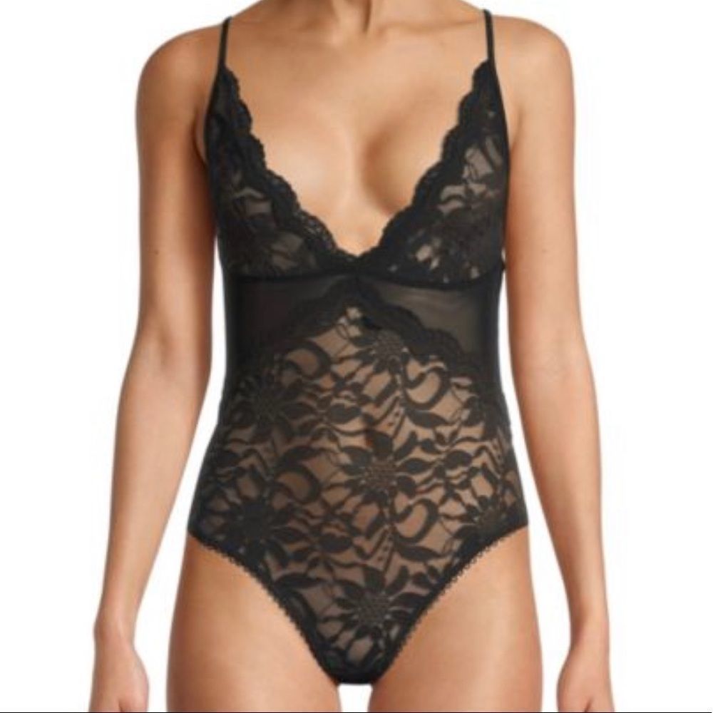 Intimately Free People Speed Date Black Lace Bodysuit Size Small
